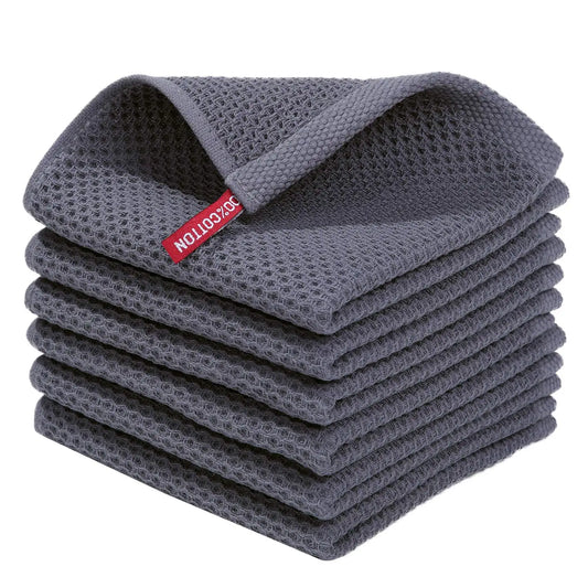 100% Cotton Waffle Weave Kitchen Dish Cloths, Ultra Soft Absorbent