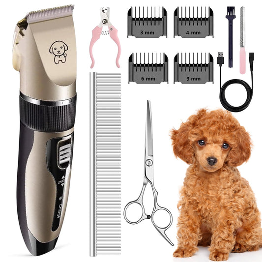 Syenll Dog Shaver Clippers, Low Noise Electric Hair Clipper Set Cordless Dog Grooming Kit for Dogs Cats Pet