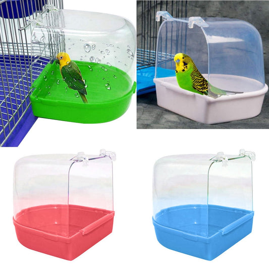 Walbest Transparent Bird Bath Box Bird Cage Accessory Bathing Parakeet Caged Bird Bathing Tub, for Pet Small Birds Canary Budgies Parrot Parakeet Finch Canary Parrot Lovebird
