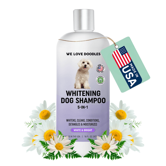 Whitening Dog Shampoo | Clean Ingredients | Made in USA | Brightening Dogs Fur | White & Bright Hair | Removes Stains & Discoloration [We Love Doodles]