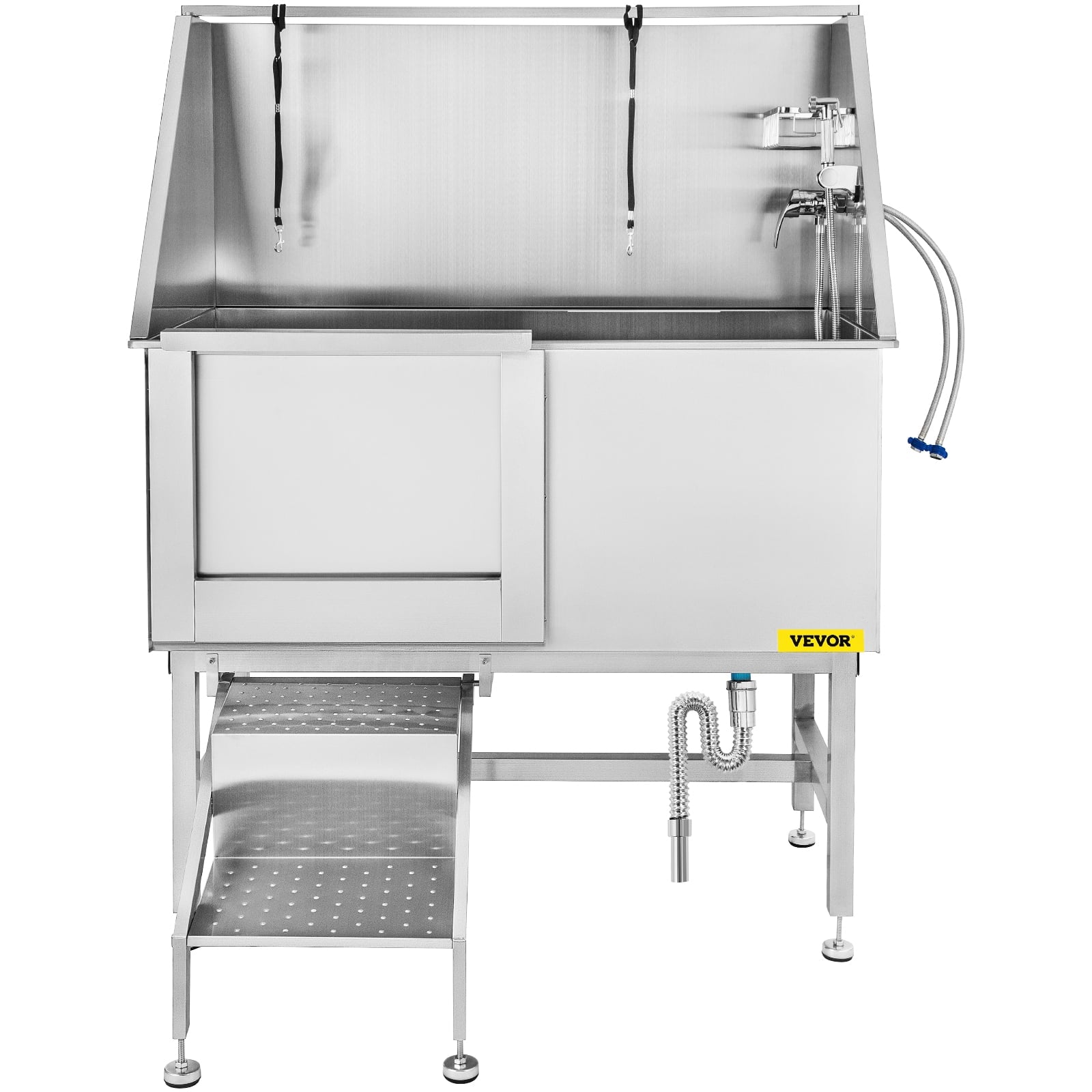 VEVORbrand 50 inch Dog Grooming Tub, Professional Stainless Steel Pet Dog Bath Tub with Steps Faucet & Accessories Dog Washing Station, Left-Door