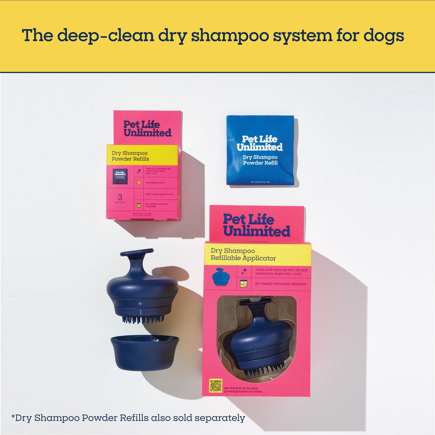 Pet Life Unlimited Waterless Powder All-in-One Applicator Dog Brush, Vanilla Ginger, 1pk