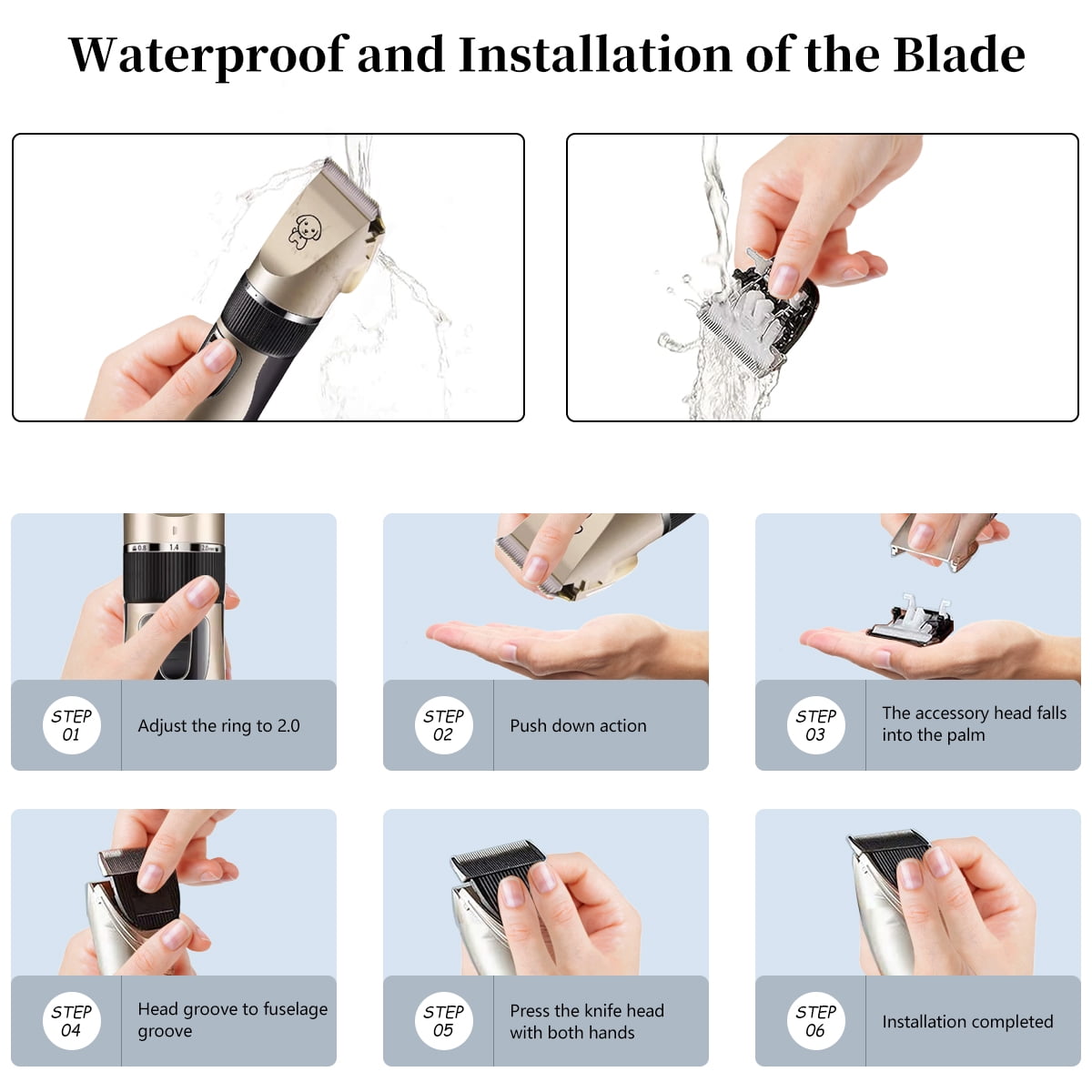 Syenll Dog Shaver Clippers, Low Noise Electric Hair Clipper Set Cordless Dog Grooming Kit for Dogs Cats Pet