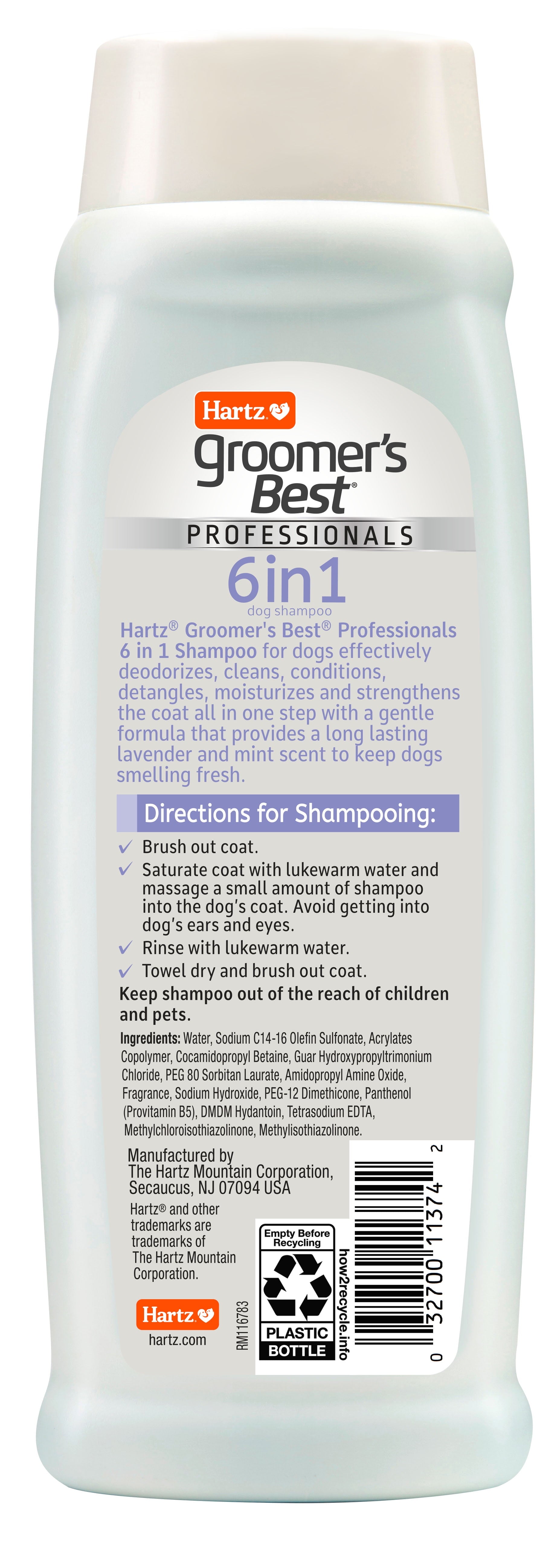 Hartz Groomer's Best PROFESSIONALS 6 IN 1 Dog Shampoo, 18 fl oz.