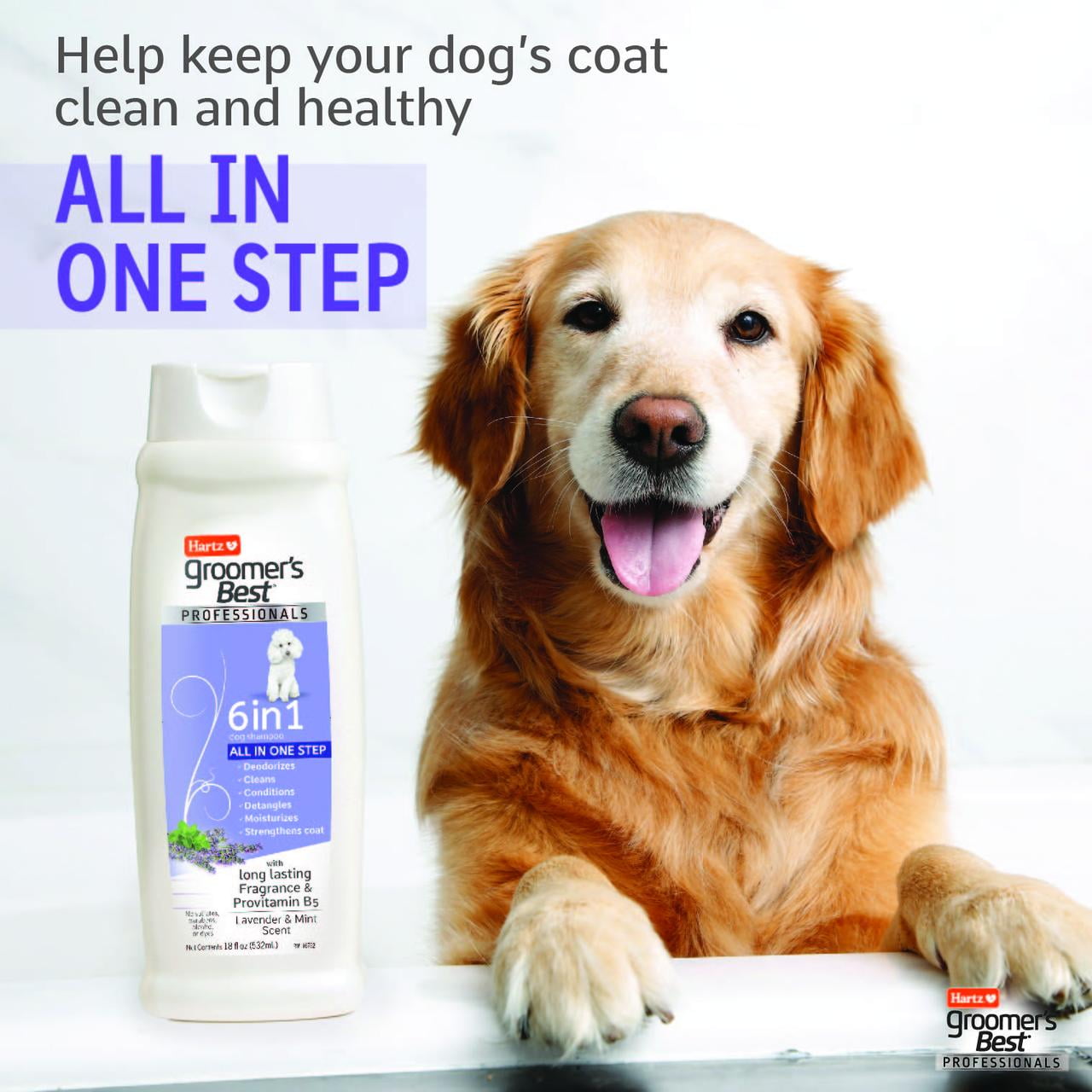 Hartz Groomer's Best PROFESSIONALS 6 IN 1 Dog Shampoo, 18 fl oz.