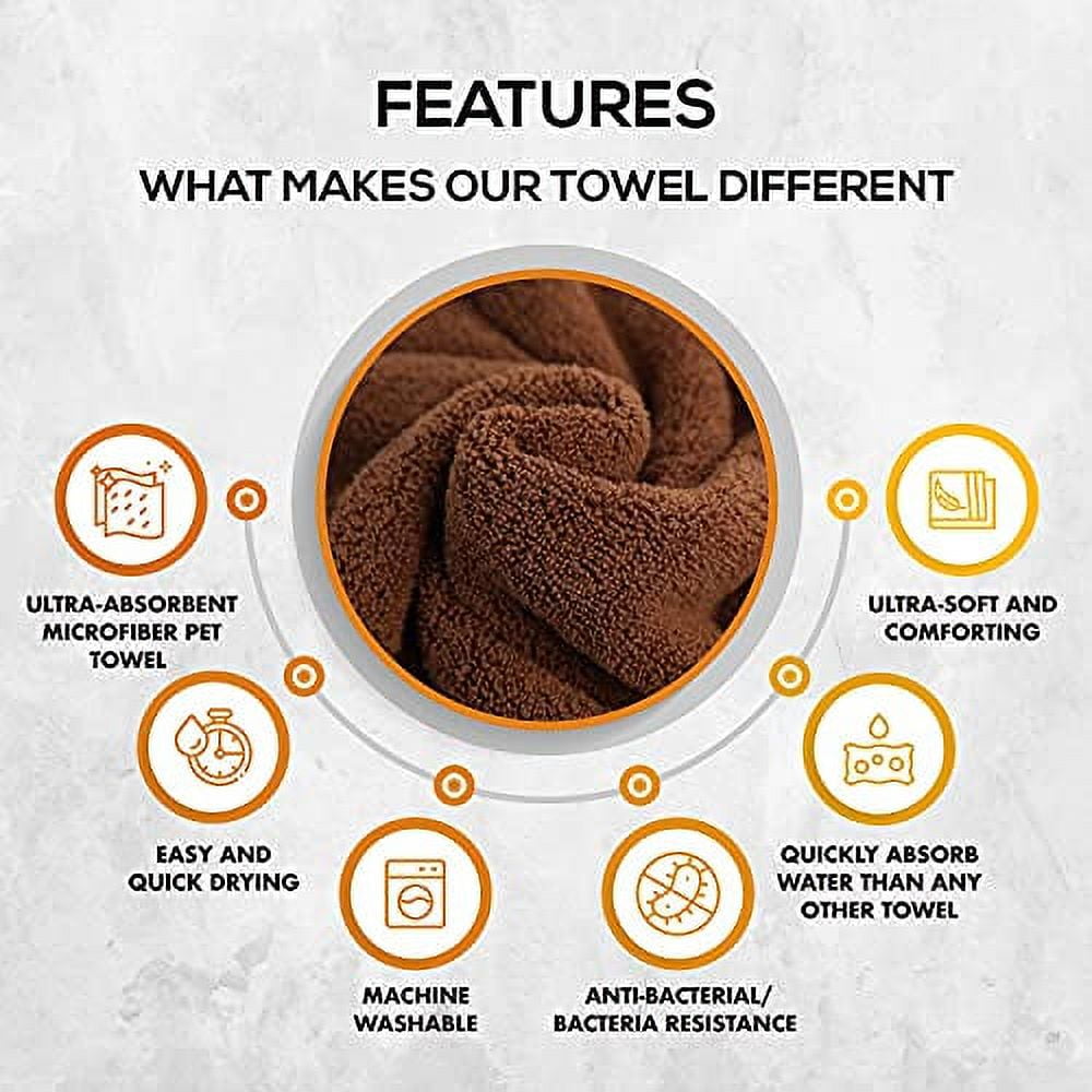 PAWPUP Dog Towel Super Absorbent (Pack of 2) Quick Drying Super Soft Microfiber Pet Towel for Dogs, Cats and Other Pets