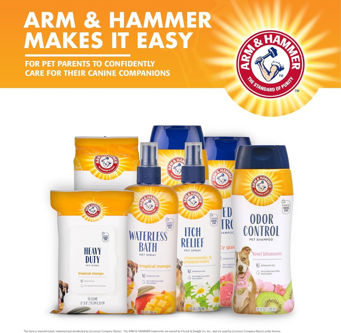 Arm & Hammer Dog Deodorizing Shampoo with Baking Soda, Kiwi Blossom Scent 20 oz