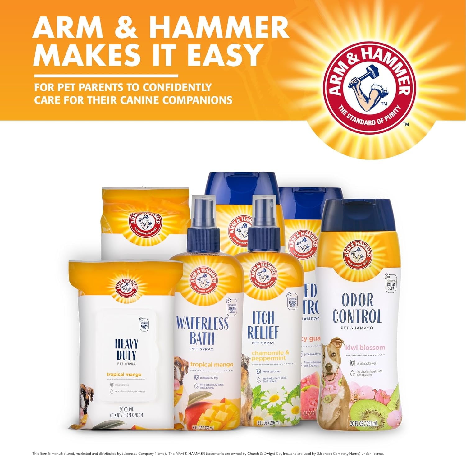 Arm & Hammer Dog Deodorizing Shampoo with Baking Soda, Kiwi Blossom Scent 20 oz