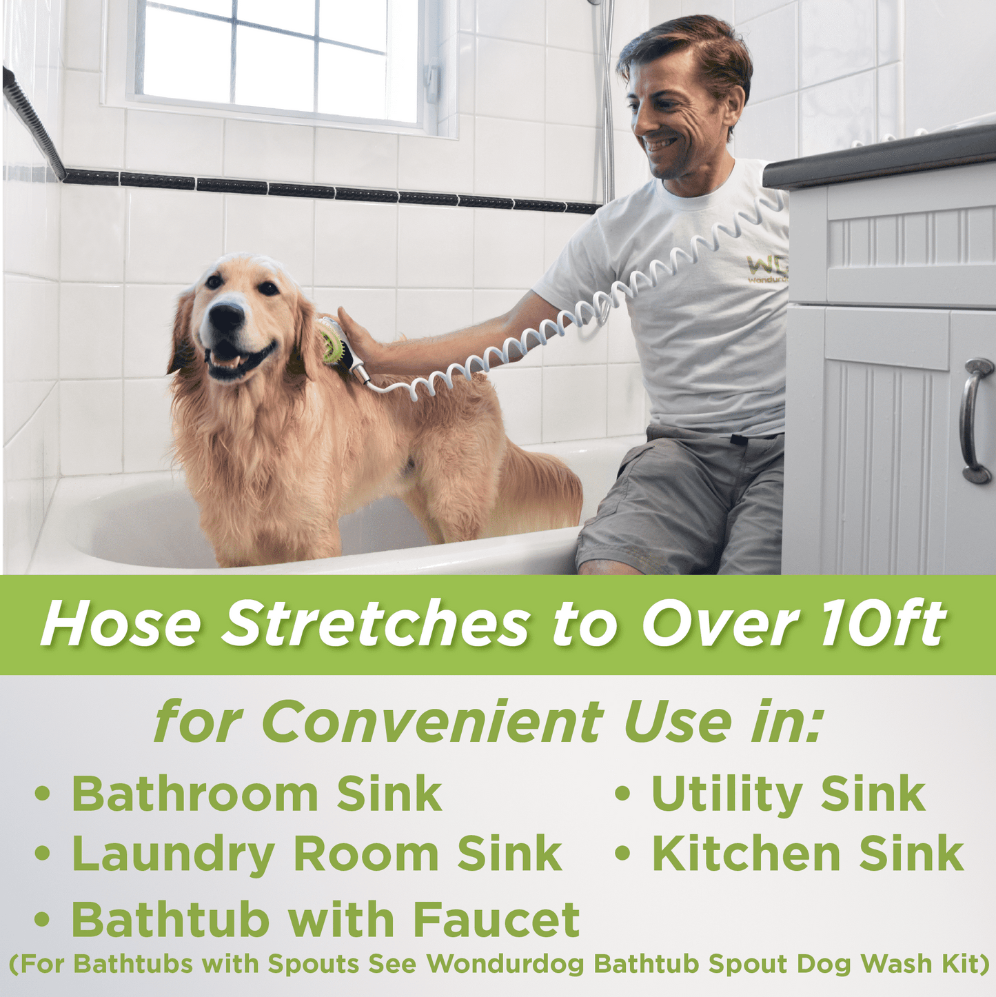 Wondurdog Indoor / Outdoor Dog Wash Kit for Sink Faucets and Garden Hose
