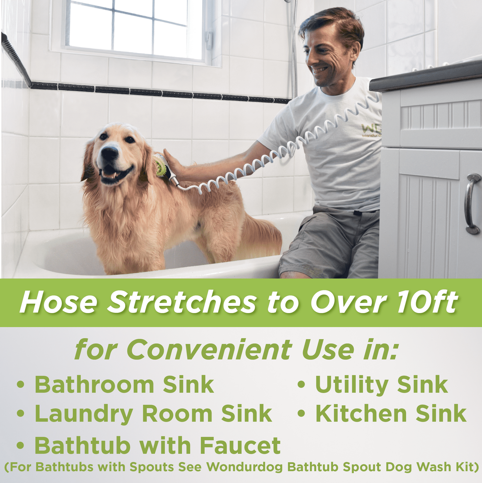 Wondurdog Indoor / Outdoor Dog Wash Kit for Sink Faucets and Garden Hose