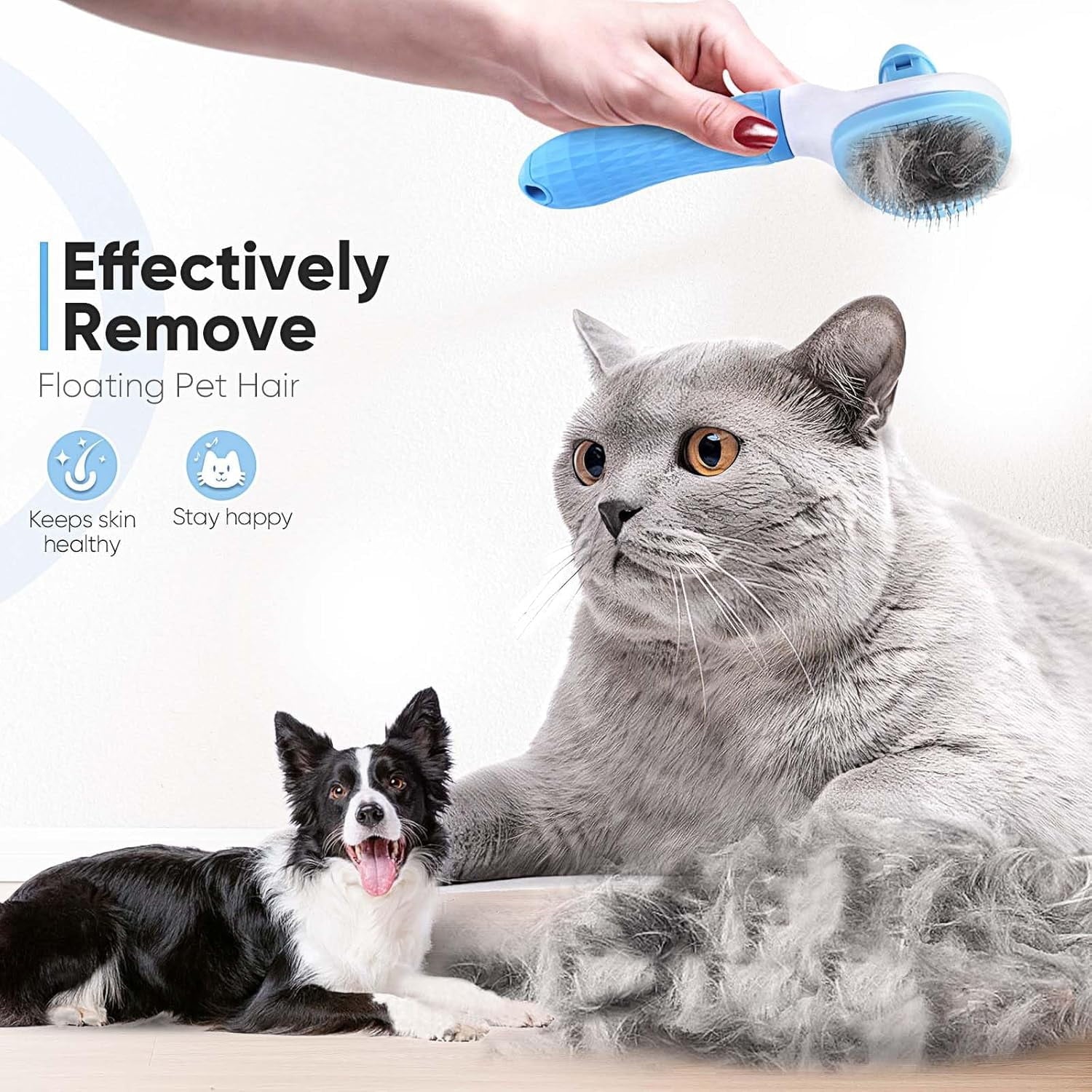 DXIMRX 3 Pack Pet Grooming Rake, Self-Cleaning Dematting Pin Slicker Brush Comb, Deshedding Tool for Dogs and Cats