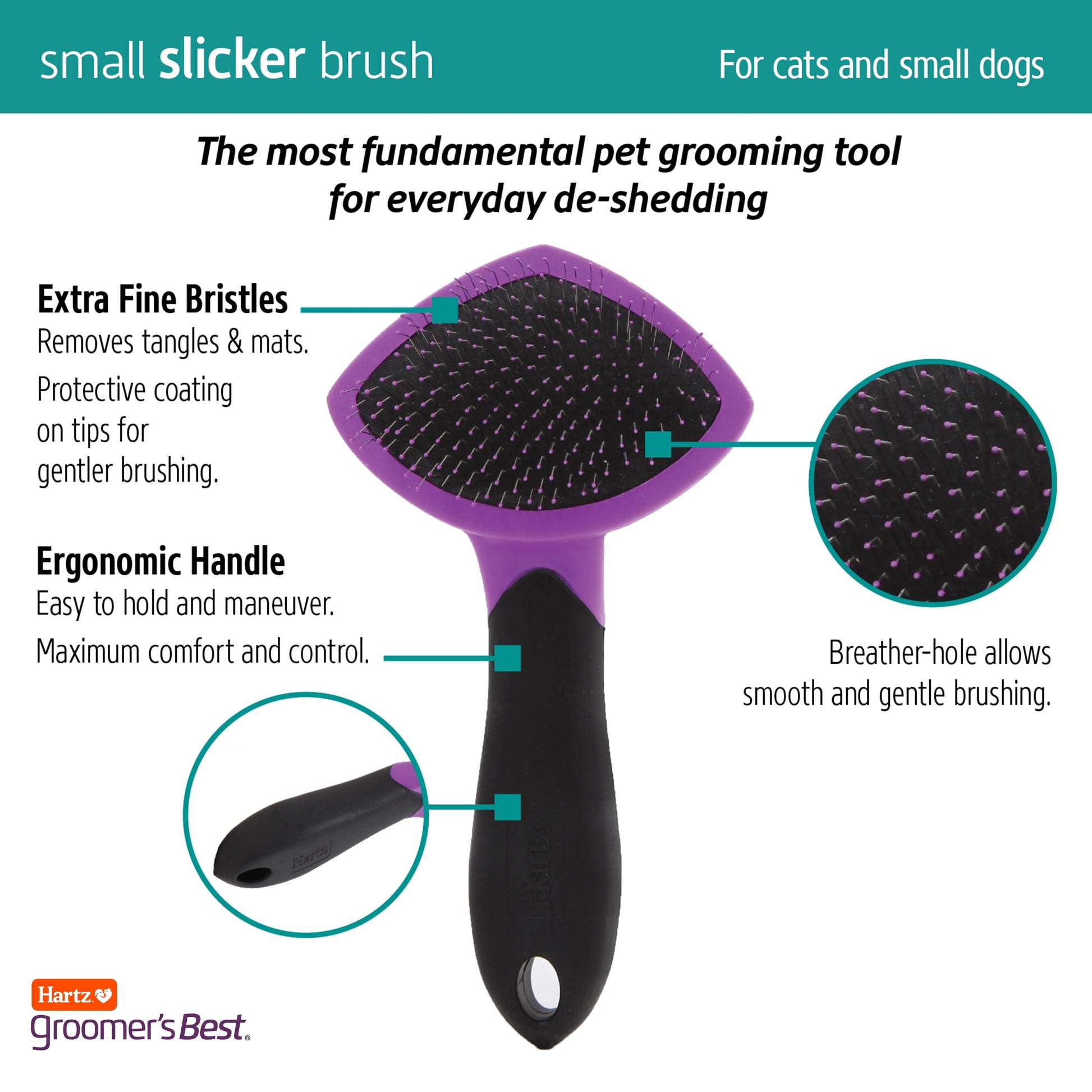 Hartz Groomer's Best De-Shed Slicker Brush for Cats, All Coat Types