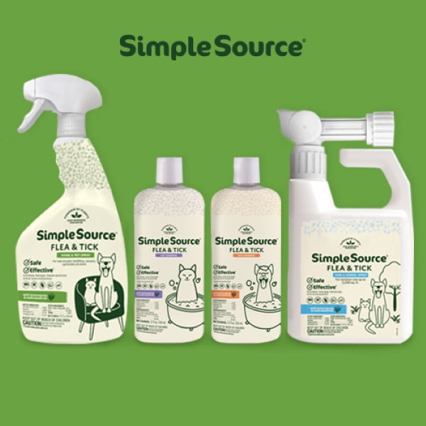 SimpleSource® Flea & Tick Shampoo for Dogs, Kills Fleas, Flea Eggs, Flea Larvae, & Ticks, & Mosquitos, Cleans & Deodorizes, 12oz Bottle