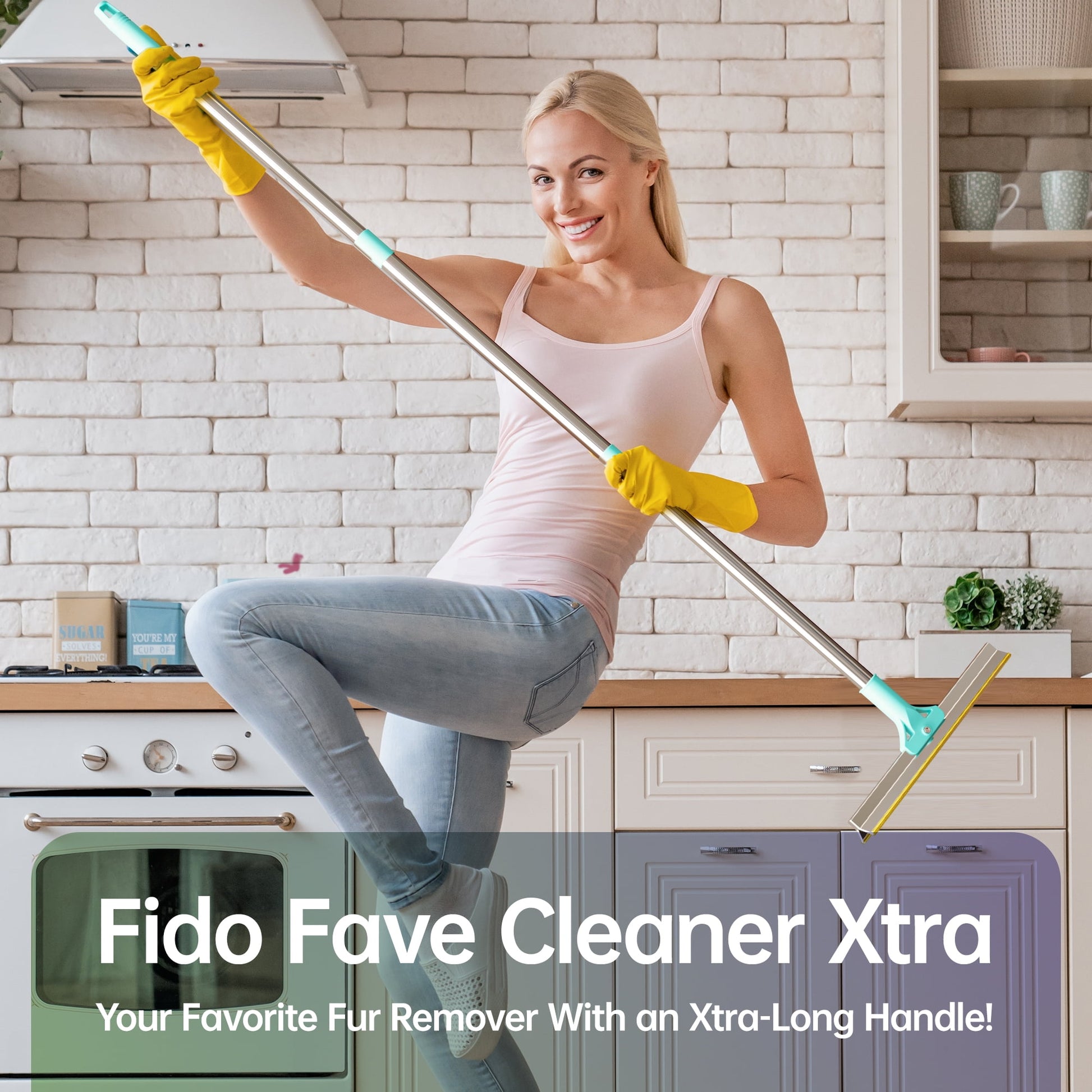 Fido Fave Xtra Carpet Rake for Pet Hair Removal,51in Handle Pet Hair Remover Dog Hair Remover,Reusable Pet Hair Scraper,Carpet Hair Removal Tool