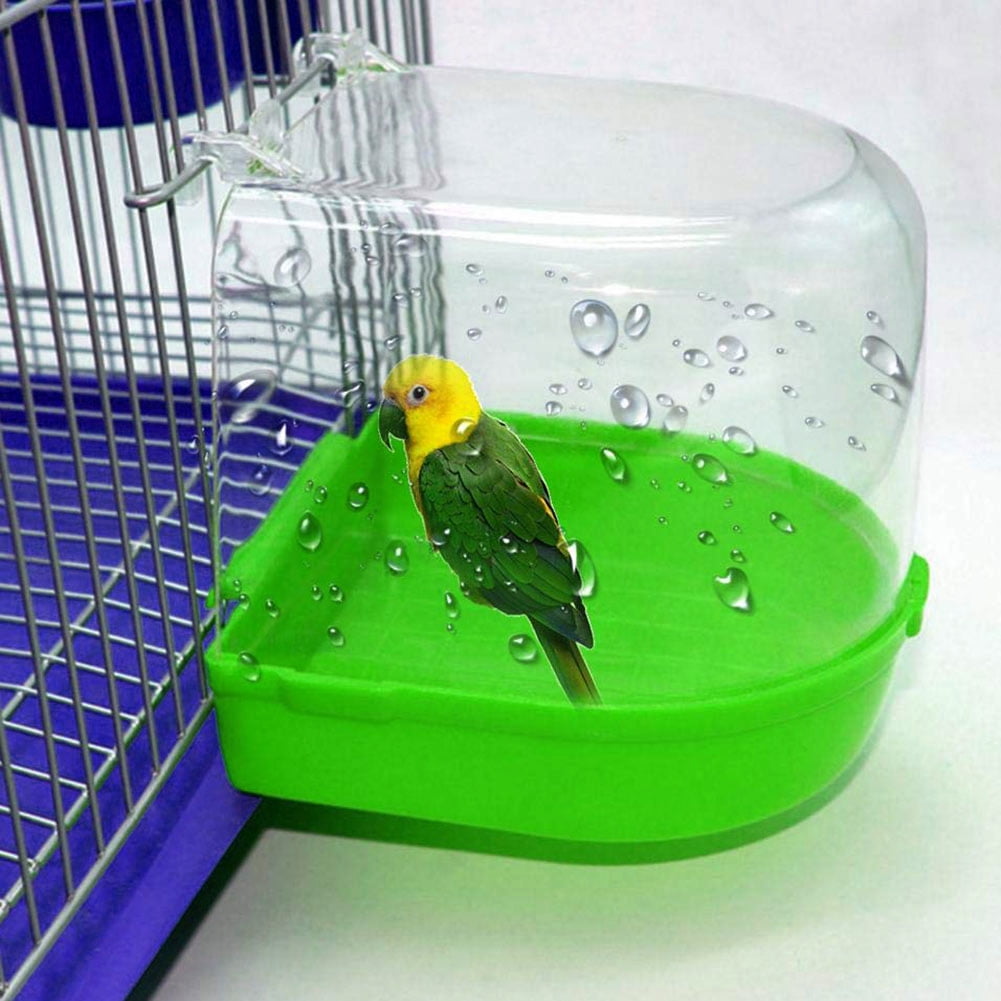 Walbest Transparent Bird Bath Box Bird Cage Accessory Bathing Parakeet Caged Bird Bathing Tub, for Pet Small Birds Canary Budgies Parrot Parakeet Finch Canary Parrot Lovebird