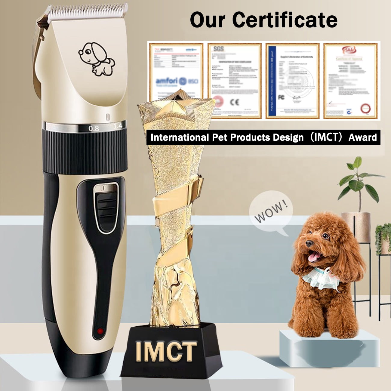 Dog Clippers For Grooming Set 11 PCS ， Low Noise Professional , Rechargeable Cordless Quiet Dog Grooming Kit for Dogs Cats Pets