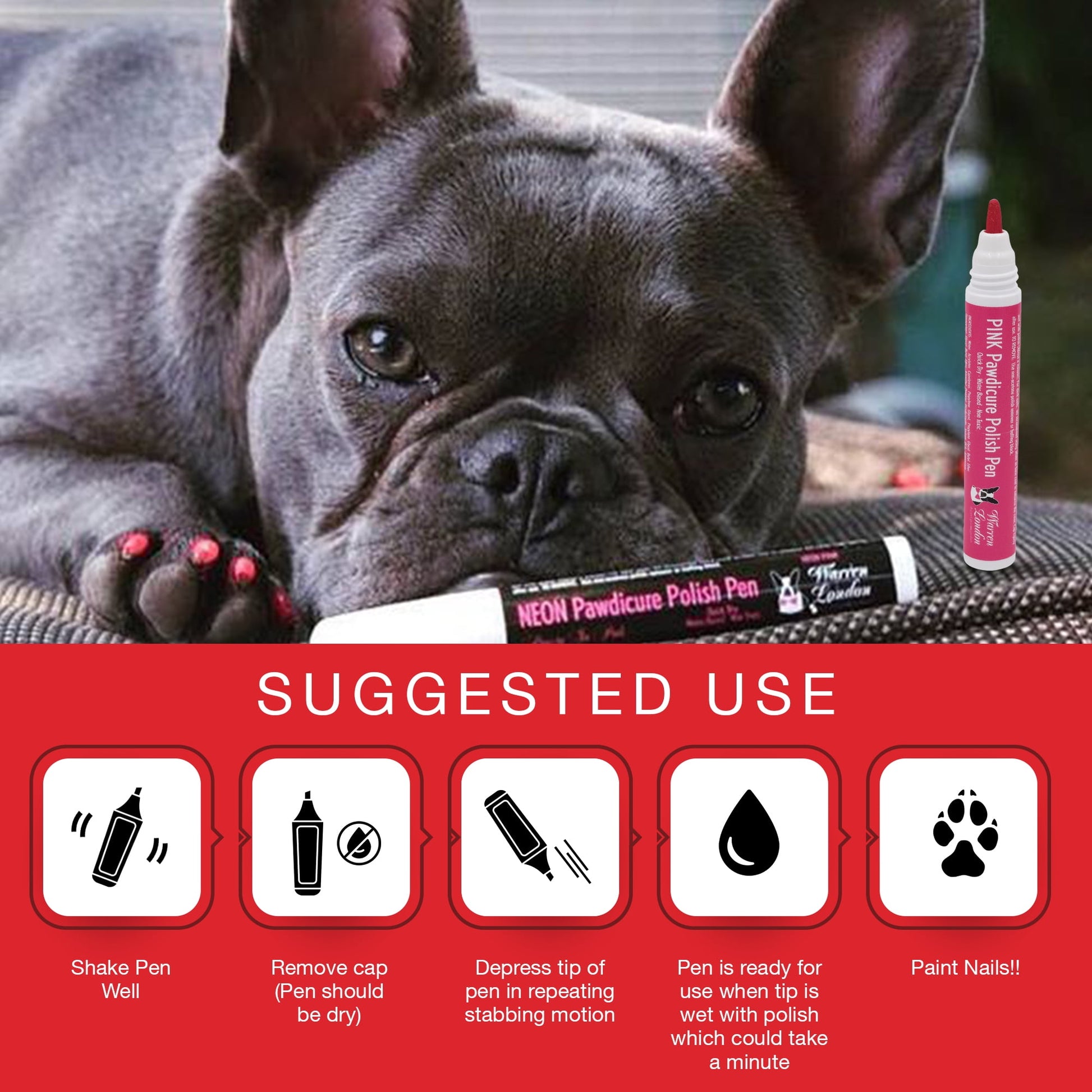 Warren London - Pawdicure Polish Pen  Non-Toxic and Fast Drying Dog Nail Polish