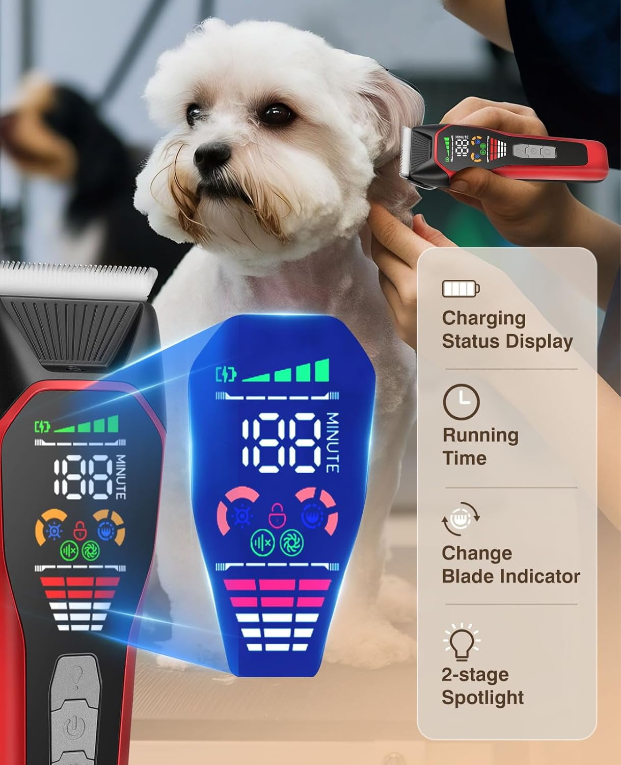 Lemulegu Cordless Electric Hair Clippers for Large Pets,Two-Speed Quiet Strong Motor Dog Grooming Kits with Wide Stainless Steel Blade for Thick Coats Dogs,LGL 066R