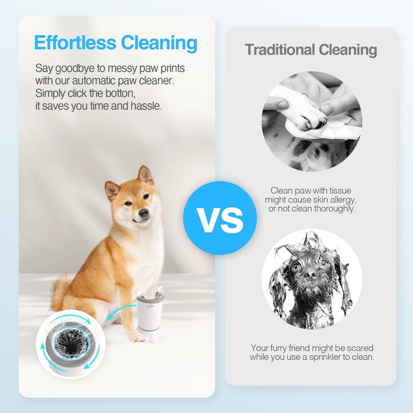 All For Paws Automatic Dog Paw Washer Cup for Small to Medium-Sized Dogs, USB Rechargeable Dog Claw Cleaner