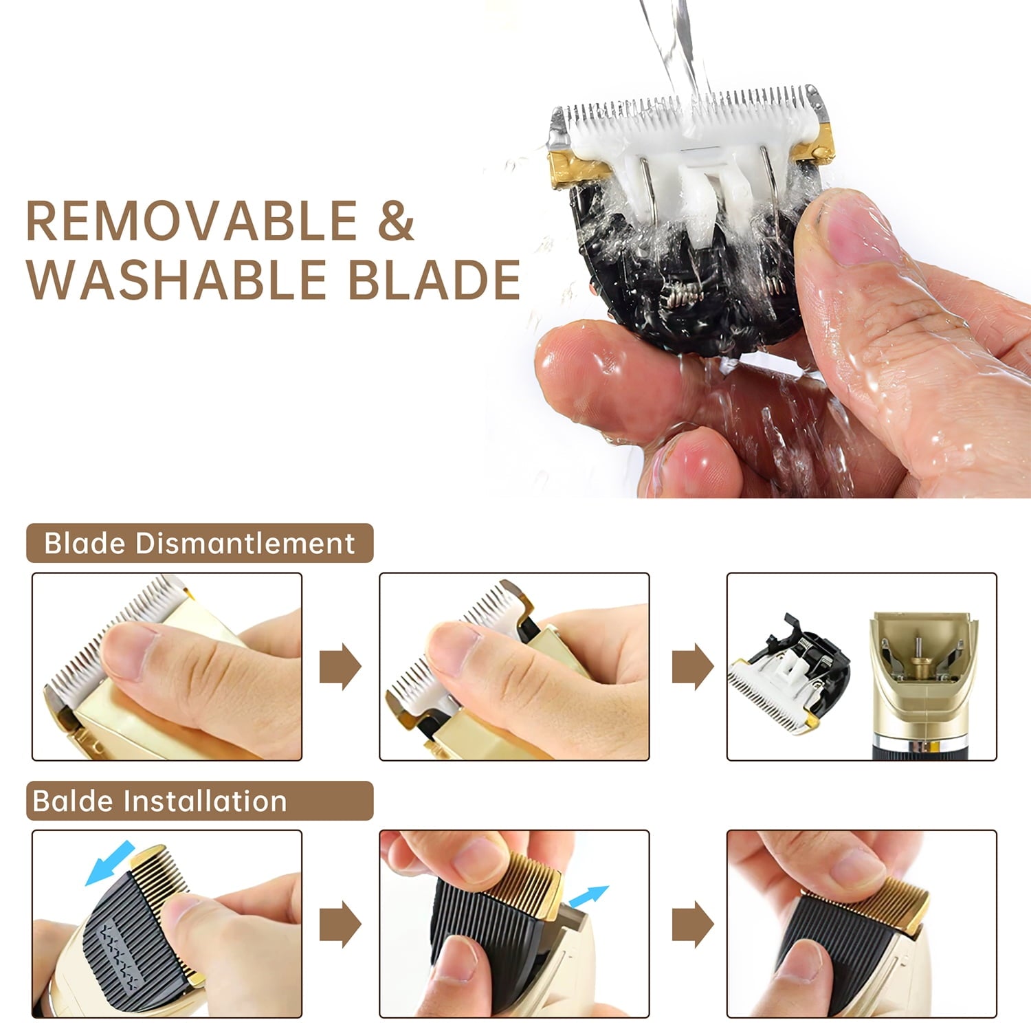 Dog Clippers, USB Rechargeable Cordless Dog Grooming Kit, Low Noise Electric Pets Hair Trimmers, Quiet Washable Shaver Clippers Shears for Thick Coats Dogs Cats with LED Display, 4 Comb Guides