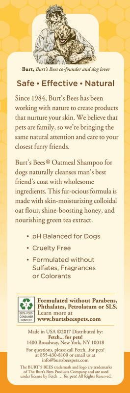 Burt's Bees Oatmeal Dog Shampoo with Colloidal Oat Flour and Honey, 16 oz.